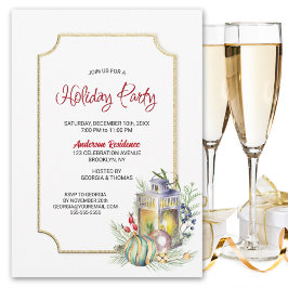 ランタン素朴ホリデーパーティー招待状 招待状