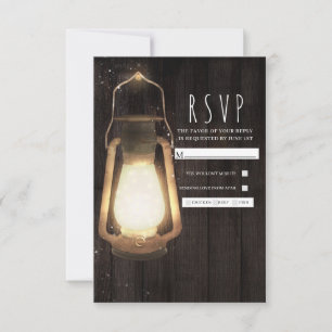 ランタン素朴ライトバーンウッドウェディングRSVP 出欠カード