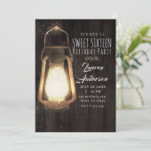 ランタン素朴ライトバーンウッドスウィート16パーティー 招待状 (スタンド正面)