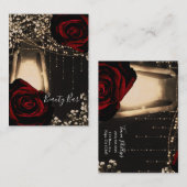 ランタン素朴ライト&ダークレッドローゼズフローラグラス 名刺 (正面/裏面)