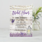 ランタン素朴ラベンダーフラワーズバーンブライダルシャワー 招待状 (スタンド正面)