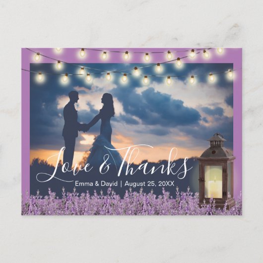 ランタン素朴ラベンダーフローラ写真ありがとう ポストカード (正面)