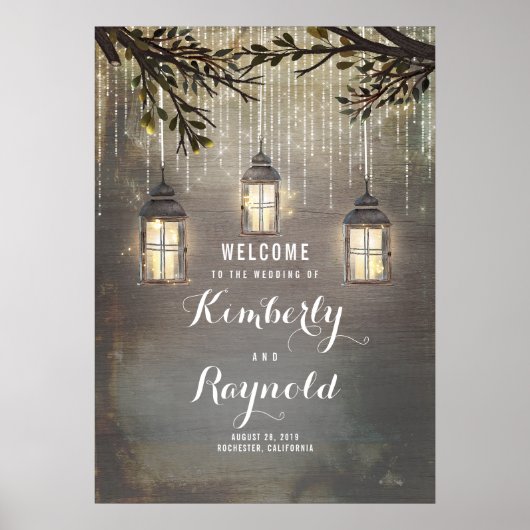 ランタン素朴ラ結婚イトの歓迎サイン ポスター (正面)