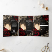 ランタン素朴レッドローズトリフォールド結婚式 プログラム (内部)