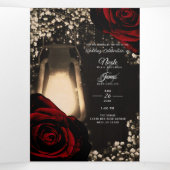 ランタン素朴レッドローズトリフォールド結婚式 プログラム (内部中)