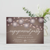 ランタン素朴婚約パーティ招待状 招待状 (スタンド正面)