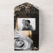 ランタン素朴&グラムシルバーバラズ結婚ズ オールインワン招待状 (外側)