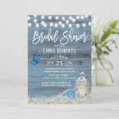 ランタン素朴&フラワーズダスティブルーブライダルシャワー 招待状 (スタンド正面)