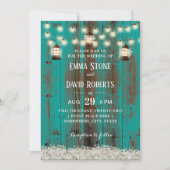 ランタン素朴&ベビーズブレスティール(緑がかった色)バーンズ結婚ズ 招待状 (正面)