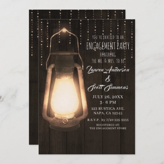 ランタン素朴&ライツバーンウッド婚約パーティ 招待状 (正面/裏面)
