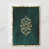 ランタン華美エメラルドグリーン金ゴールドムスリム結婚ズ 招待状 (裏面)