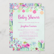 ランタン&サボテンベビーシャワー招待状