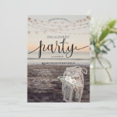 ランタン,ストリングライト,花,ビーチでの婚約   招待状 (スタンド正面)