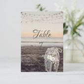 ランタン，ストリングライト，花，ビーチ 招待状 (スタンド正面)