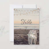 ランタン，ストリングライト，花，ビーチ 招待状 (裏面)