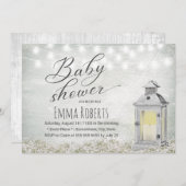 ランタン&ベビーの息のフローラベビー素朴シャワー 招待状 (正面/裏面)