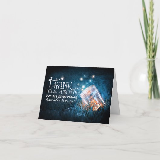 ランタン メイソンジャー 夢のようなウェディング サンクスカード サンキューカード (正面)