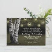 ランタン + 素朴な樺の木の結婚式招待状 招待状 (スタンド正面)