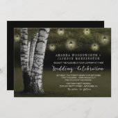 ランタン + 素朴な樺の木の結婚式招待状 招待状 (正面/裏面)