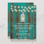 ランタ素朴ンティール（緑がかった色）バーンカントリーフローラ結婚ズ 招待状 (正面/裏面)