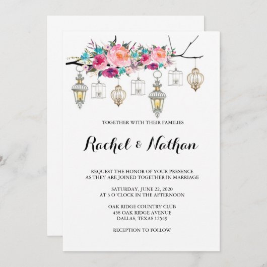 ランタ素朴ン結婚式招待状 招待状 (正面/裏面)