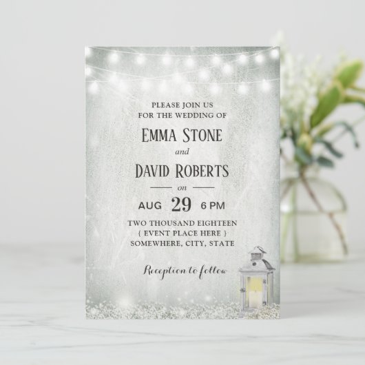 ランタ素朴ン赤ちゃんの息の弦ライト結婚ズ 招待状 (スタンド正面)