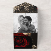 ランタ素朴ン&グラムレッドローズ結婚ズ+ RSVP オールインワン招待状 (外側)