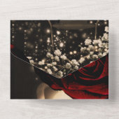 ランタ素朴ン&グラムレッドローズ結婚ズ+ RSVP オールインワン招待状 (裏面)