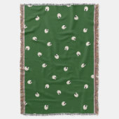 ランダムかわいいかわいいスカルドット濃い緑 スローブランケット (正面縦)