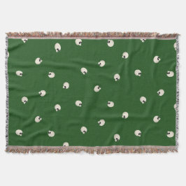 ランダムかわいいかわいいスカルドット濃い緑 スローブランケット