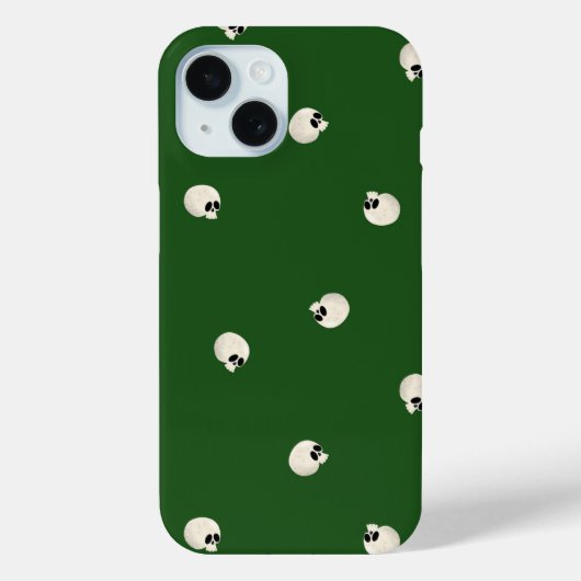 ランダムかわいいかわいいスカルドット濃い緑 Case-Mate iPhoneケース (裏面)
