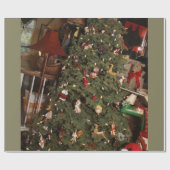 ランダムなオーナメントを持つ屋内クリスマスツリー ラッピングペーパー (フラット)