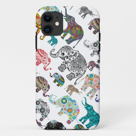 ランダムなパターンの象のコレクション Case-Mate iPhoneケース (裏面)