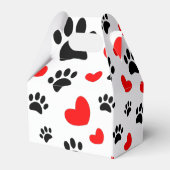 ランダムな漫画の犬の手のプリントと赤いハート フェイバーボックス (裏面サイド)