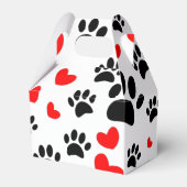 ランダムな漫画の犬の手のプリントと赤いハート フェイバーボックス (正面サイド)