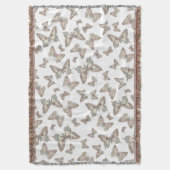 ランダムな蝶のインクスタイル白いパターンのスロー スローブランケット (正面縦)