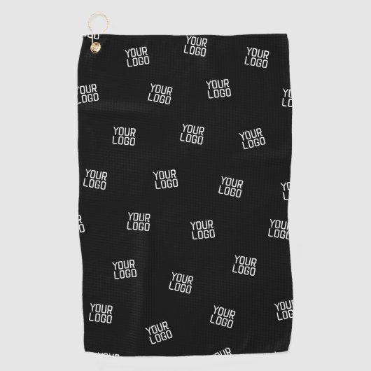 ランダムに配置されたデザイン、ビジネスロゴまたはイメージ ゴルフタオル (正面)