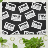 ランダムに配置されたロゴや任意の写真を探す キッチンタオル (折り畳み)