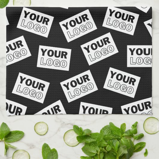 ランダムに配置されたロゴや任意の写真を探す キッチンタオル (折り畳み)