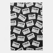 ランダムに配置されたロゴや任意の写真を探す キッチンタオル (縦)