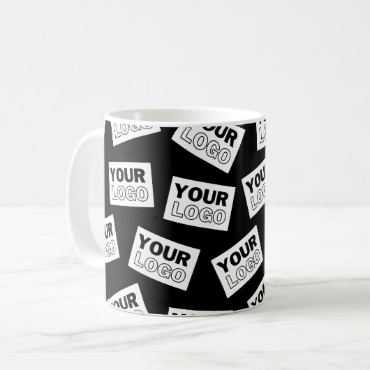 ランダムに配置されたロゴや任意の写真を探す コーヒーマグカップ (正面左)