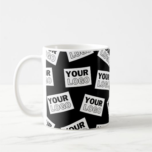 ランダムに配置されたロゴや任意の写真を探す コーヒーマグカップ (左)