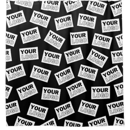 ランダムに配置されたロゴや任意の写真を探す シャワーカーテン (正面)