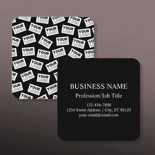 ランダムに配置されたロゴや任意の写真を探す スクエア名刺