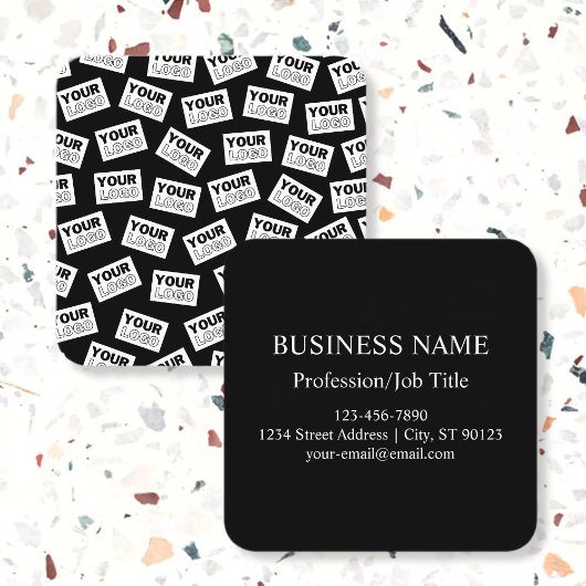 ランダムに配置されたロゴや任意の写真を探す スクエア名刺