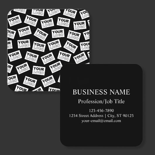 ランダムに配置されたロゴや任意の写真を探す スクエア名刺