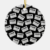 ランダムに配置されたロゴや任意の写真を探す セラミックオーナメント (正面)