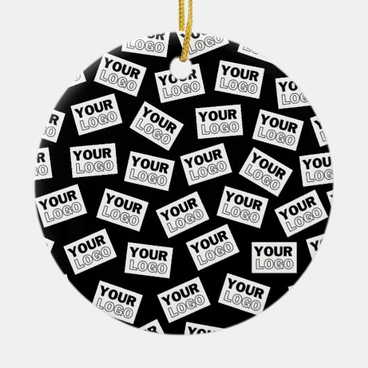 ランダムに配置されたロゴや任意の写真を探す セラミックオーナメント (正面)