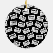 ランダムに配置されたロゴや任意の写真を探す セラミックオーナメント (裏面)