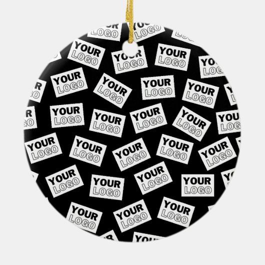 ランダムに配置されたロゴや任意の写真を探す セラミックオーナメント (裏面)